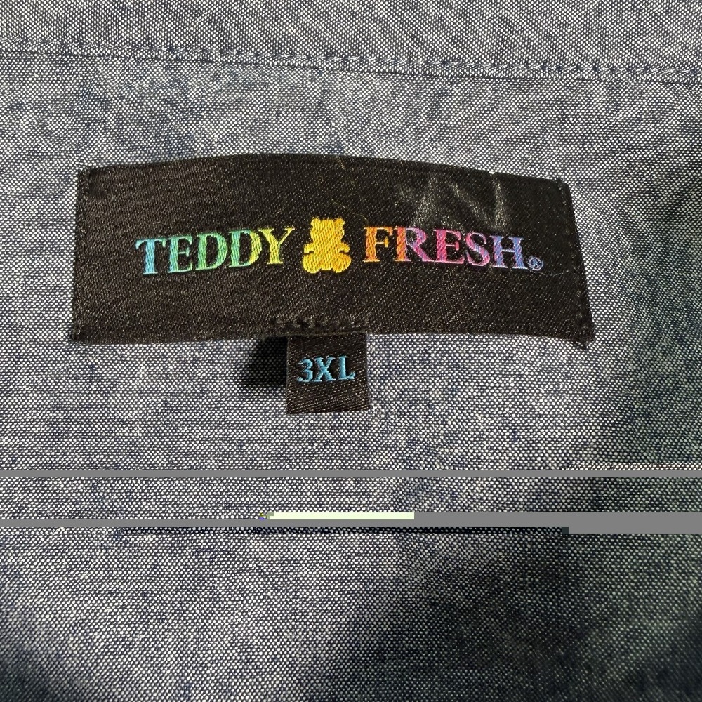 Teddy Fresh Shirt Adult Men's 3XL Button Long Sleeve Embroidery Animals Floral - Picture 2 of 9